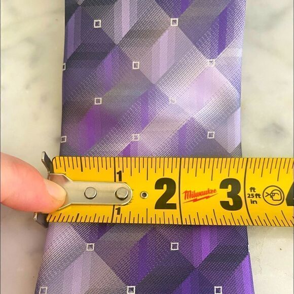 Pierre Cardin Purple Plum Bespoke Geometric Tie - Picture 6 of 14